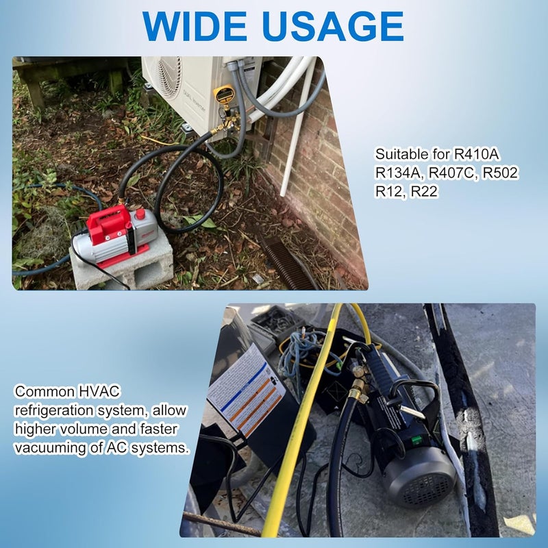 Tigbear 3/8’’ Vacuum Refrigerant Hose, High Flow Charging Hose 3/8 x 3/8 for R410A R134A R407C R502 R12 R22 System, 800 PSI Working Pressure, 60 Inch - Image 3